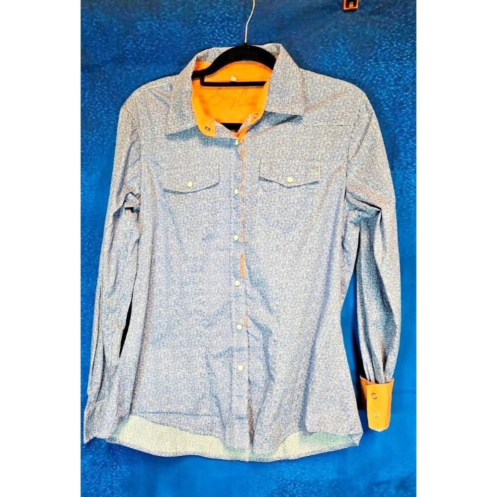 RESISTOL SHERI CERVI WESTERN SNAP UP SHIRT WOMEN'S XL  BLUE DENIM COLOR
